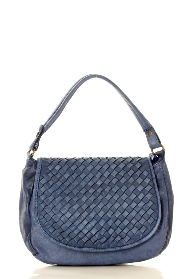 Dámská přírodní kožená taška model 133014 - Mazzini - UNI - tmavě modrá