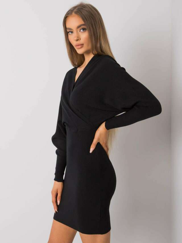 Dámské pletené šaty ZS5147 - OCH BELLA - one size - černá