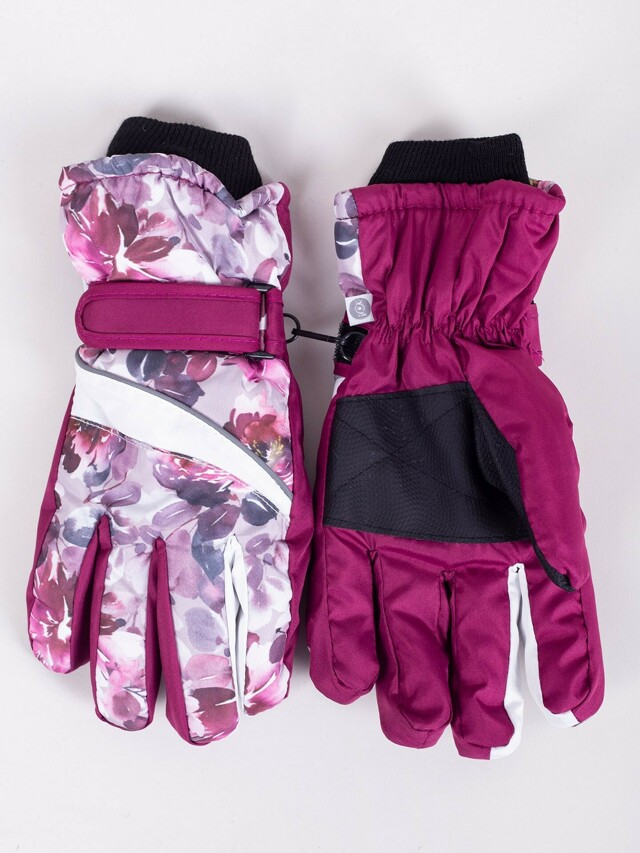 Dámské zimní lyžařské rukavice Yoclub REN-0250K-A150 Maroon - 18