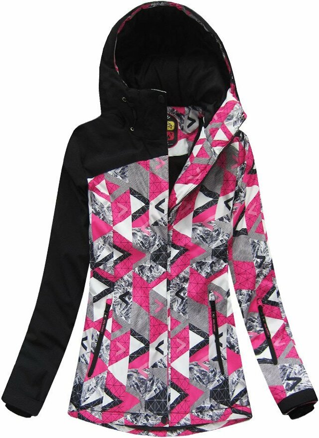 Černo-růžová dámská zimní bunda s membránou (W181) - XL (42) - růžová