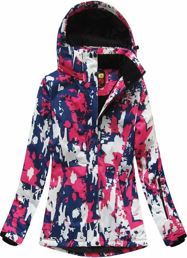 Modro-růžová dámská zimní bunda s membránou (W183) - XL (42) - růžová