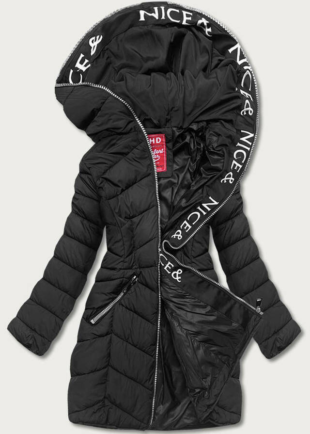 Černá dámská péřová bunda pro přechodné období (2M-001) - S (36) - odcienie czerni