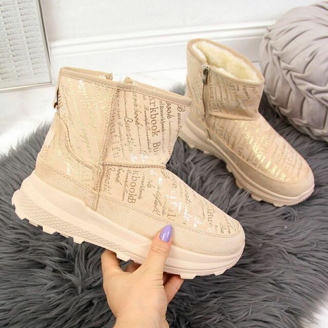 Semišové sněhule NEWS W EVE311B beige - 36