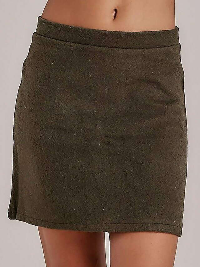 Khaki pletená minisukně - S