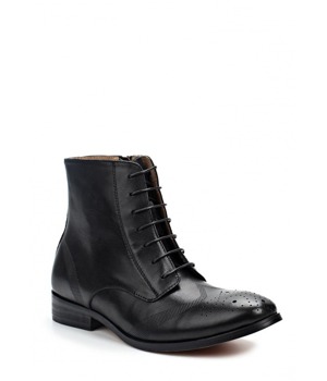 Laceys london Černé kožené šněrovací boty se zipem Laceys 37