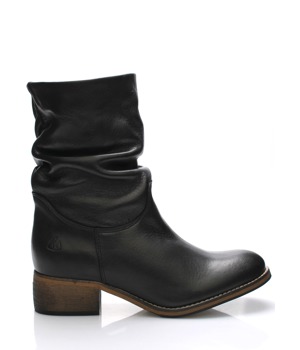 Černé kožené ohrnovací polokozačky Online Shoes 37