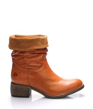 Hnědé kožené ohrnovací polokozačky Online Shoes 40