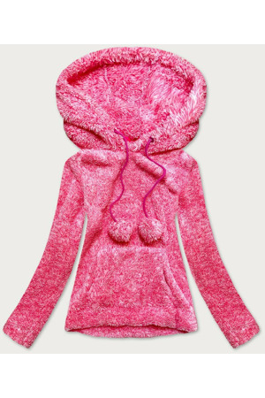 Růžová dámská melanžová plyšová mikina (HH034)