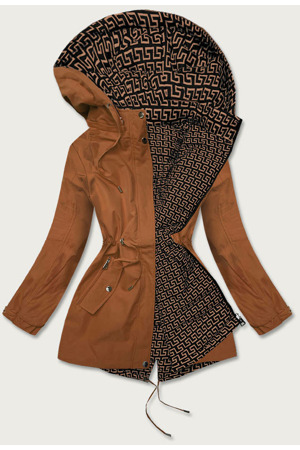 Dámská bunda parka 2 v 1 v karamelové barvě (W702BIG)