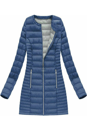 Dlouhá světle modrá prošívaná bunda (21810)