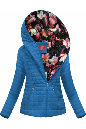 Světle modrá bunda s asymetrickým zipem (DL015)