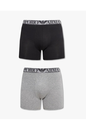 Pánské boxerky 2 pack 111912 2F720 08649 šedá/černá - Emporio Armani