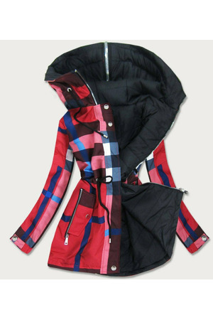 Červeno-černá oboustranná dámská bunda (W653)