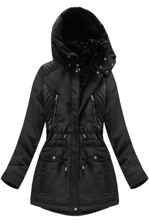 Černá dámská zimní bunda s kapucí (3302W)
