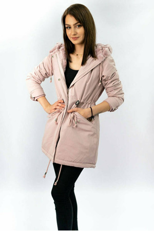 Pudrově růžová dámská bunda parka pro přechodné období (w806)