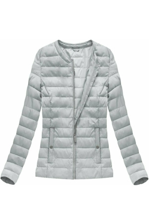 Šedá prošívaná bunda s kulatým výstřihem (W73)