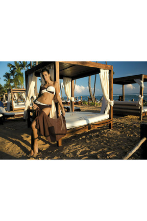 Plavky Liliana Terra-Avorio M-259 Brown-ecru (25) - Marko