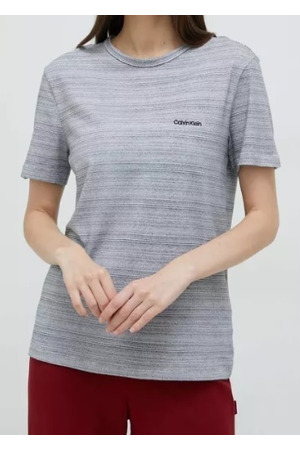 Dámské pyžamové triko QS6890E 5FQ šedobílá - Calvin Klein