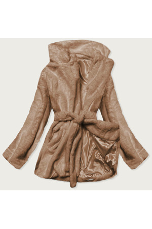 Hnědá dámská bunda - kožíšek s límcem (GSQ2166)