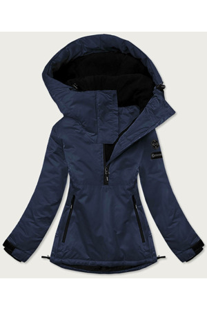 Tmavě modrá dámská zimní bunda klokaního typu (b2361)