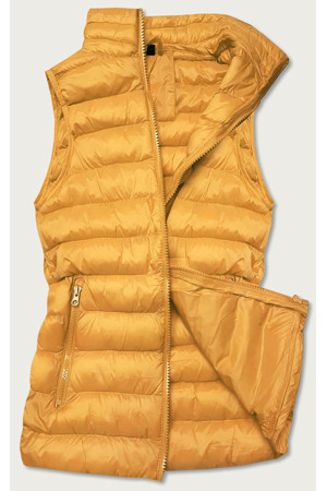Krátká žlutá dámská prošívaná vesta (23077-333)