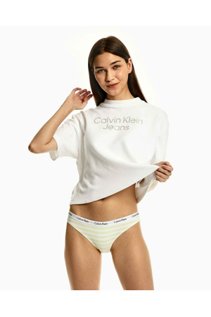 Dámské kalhotky D1618E 5XE bílá/žlutá - Calvin Klein