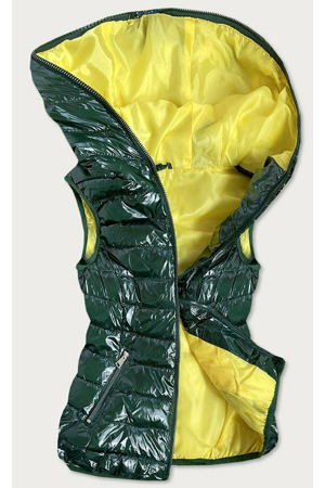 Zelená dámská vesta s kontrastní podšívkou (B9549)