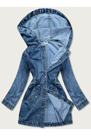 Světle modrý džínový přehoz přes oblečení s kapucí (POP5953-K)