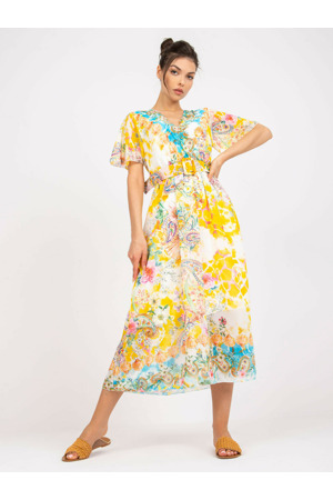 Šaty DHJ SK 15967 1.01P bílá a žlutá