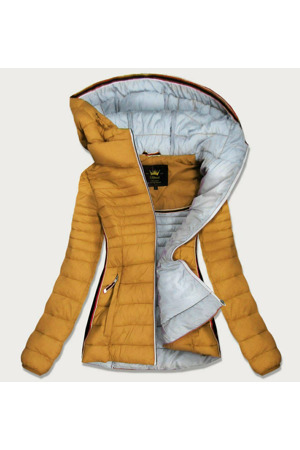 Žlutá dámská prošívaná bunda se vsadkami (7242)