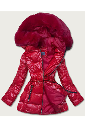Červená metalická dámská bunda (b8029-4)