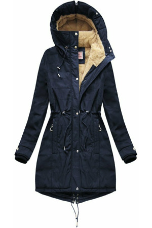 Tmavě modrá teplá dámská zimní bunda parka (w165)