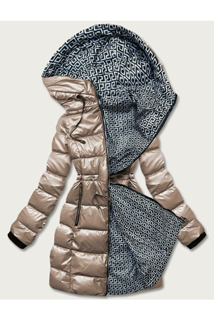 Oboustranná dámská metalická bunda v kakaové barvě (b8070-12)