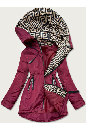 Bordó-béžová dámská bunda pro přechodné období (B8037-74046)