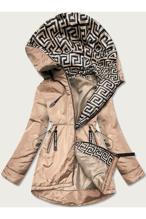 Béžovo-bílá dámská bunda pro přechodné období (B8037-46026)