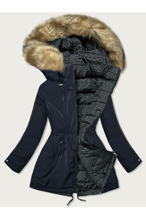 Tmavě modro-grafitová oboustranná dámská bunda (w555)