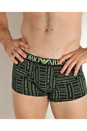 Pánské boxerky 111290 2F508 17621 černá/žlutá - Emporio Armani