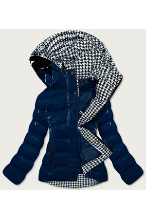 Tmavě modro/bílá dámská prošívaná bunda (w807#)
