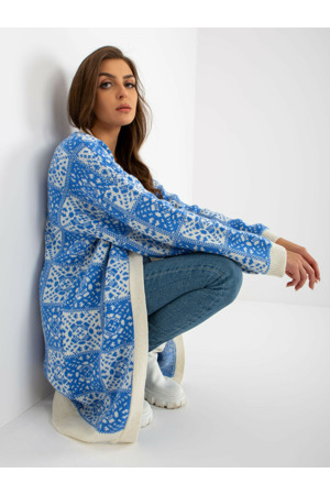 Dámský svetr LC SW 0301 bílý a modrý