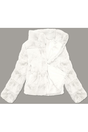 Krátká bílá dámská bunda - kožíšek se stojáčkem (BR9749-26)