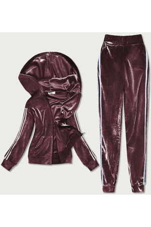 Hnědý dámský velurový dres s lampasy (81223)