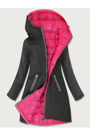 Oboustranná bunda v grafitovo-amarantové barvě pro přechodné období (7700)