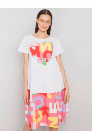 Šaty DHJ SK 13119.26P bílá a růžová