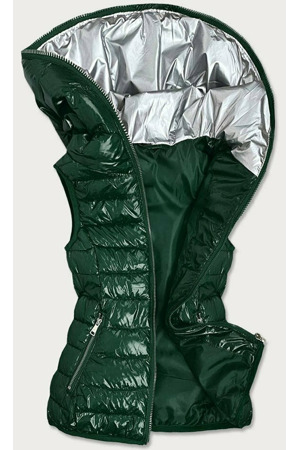 Zelená lesklá prošívaná dámská vesta (B9563)