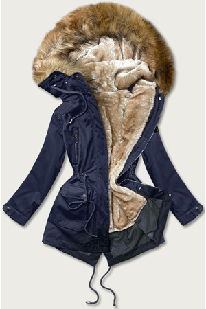 Tmavě modrá dámská bunda parka s odepínací podšívkou (m-21201)