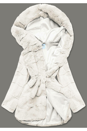 Kožešinová dámská bunda v barvě ecru (CX009-10)