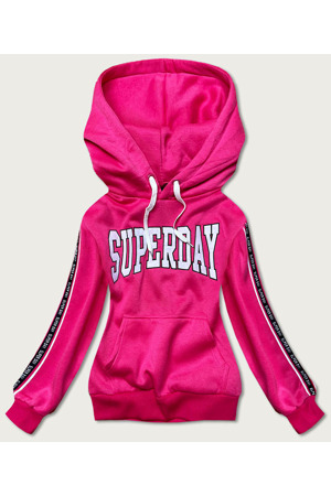 Krátká růžová dámská mikina s nápisy (26014)