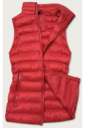 Krátká červená prošívaná dámská vesta (23077-270)
