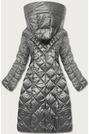 Šedá dlouhá dámská prošívaná bunda (ag1-j9082)
