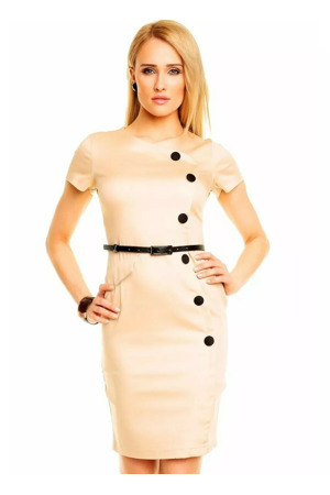 Společenské a casual šaty MAYAADI zdobené knoflíky a páskem HS-289